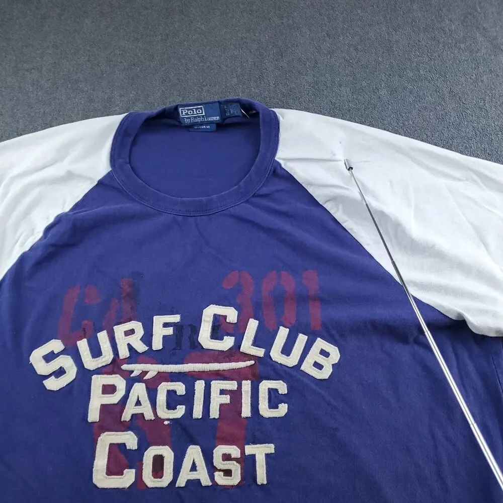 Vtg Polo Ralph Lauren TShirt Men XL TG Surf Club Pacific Coast Blue Stencil Navy